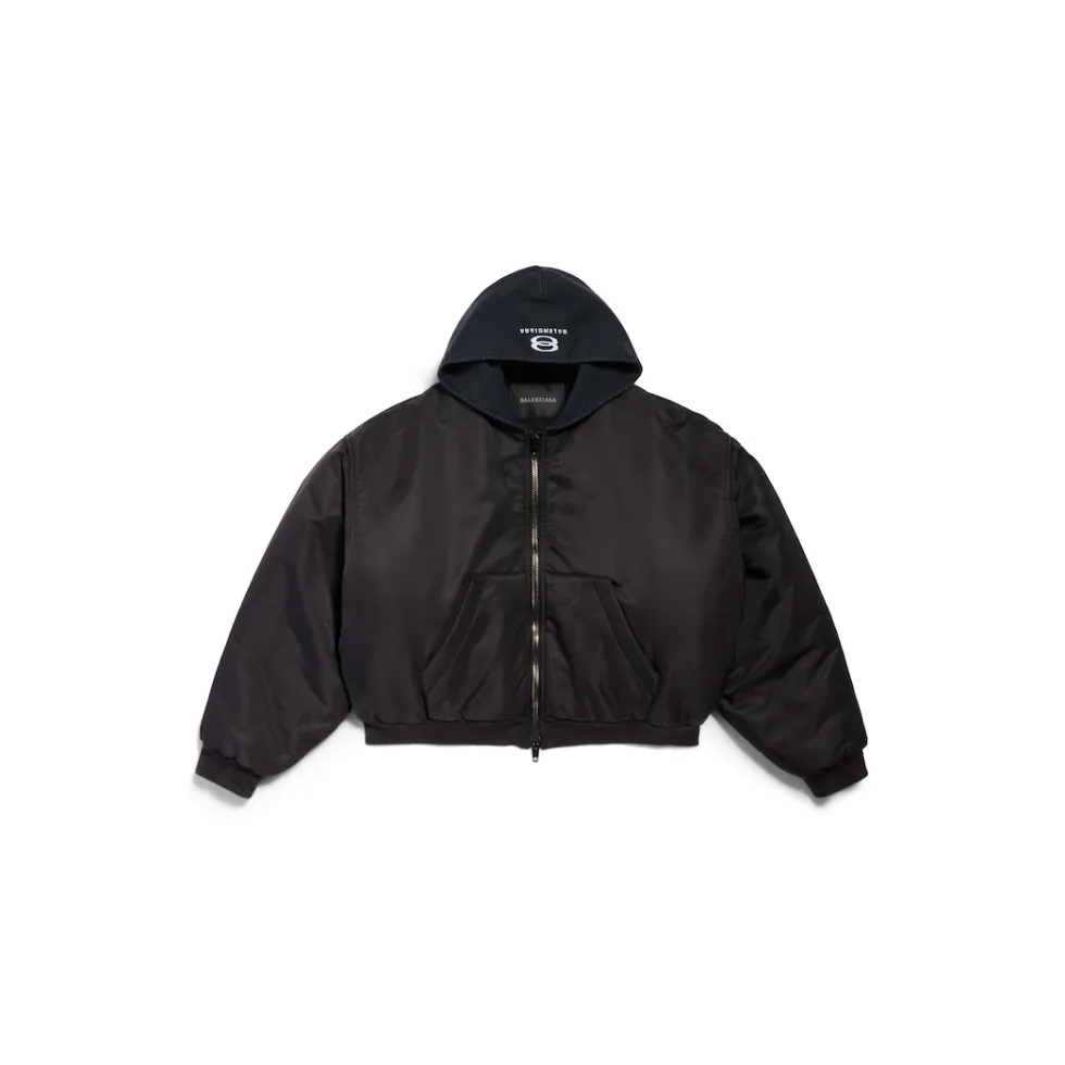 Balenciaga Coats & Jackets | Coats & Jackets>Hooded Bomber in Black