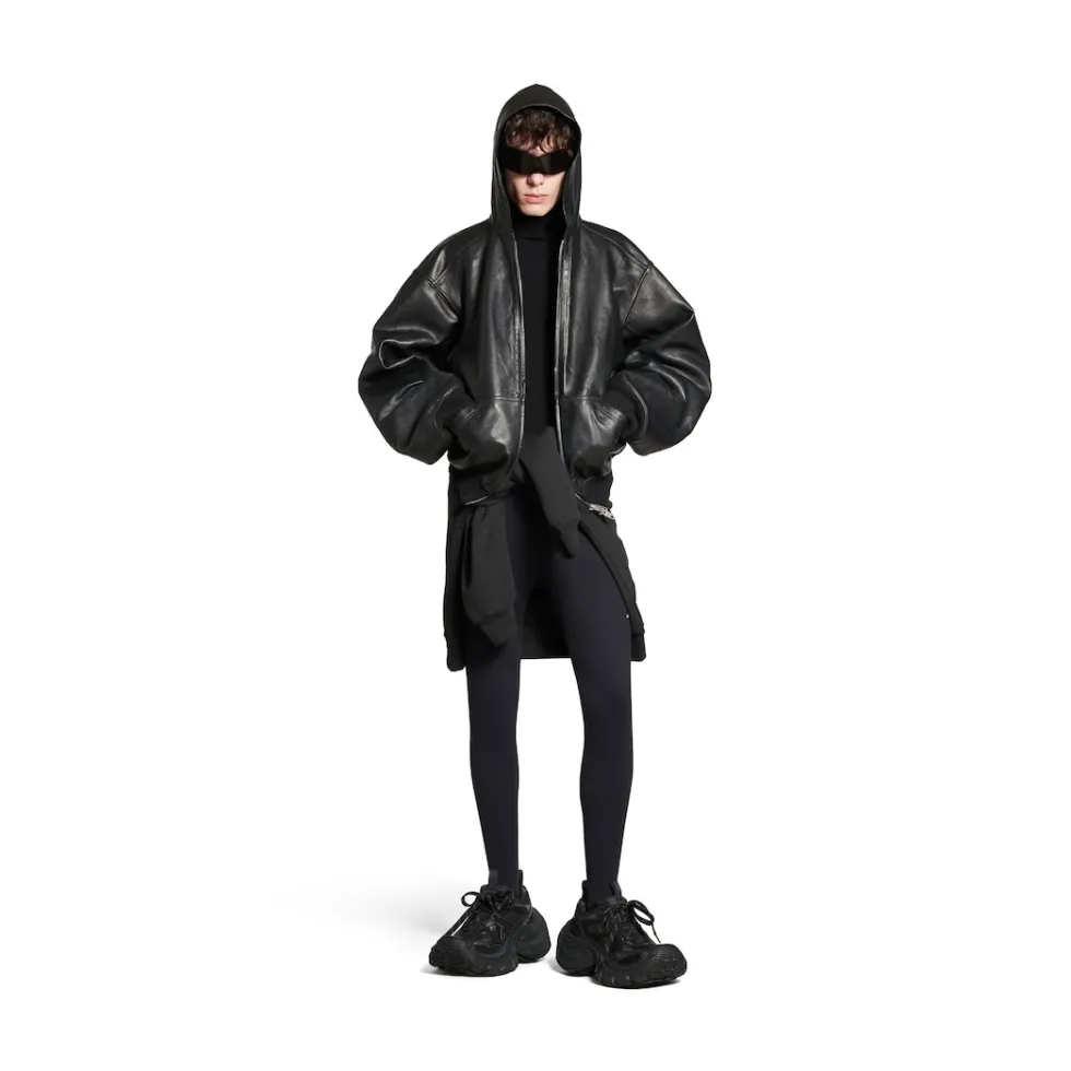 Balenciaga Coats & Jackets | Coats & Jackets>Lined Zip-up Hoodie Large Fit in Black