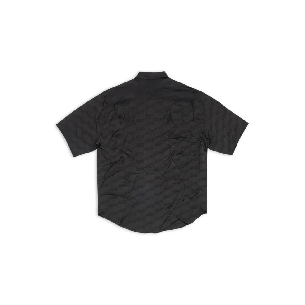 Balenciaga Tops & Shirts>Men's Bb Monogram Minimal Short Sleeve Shirt  in Black