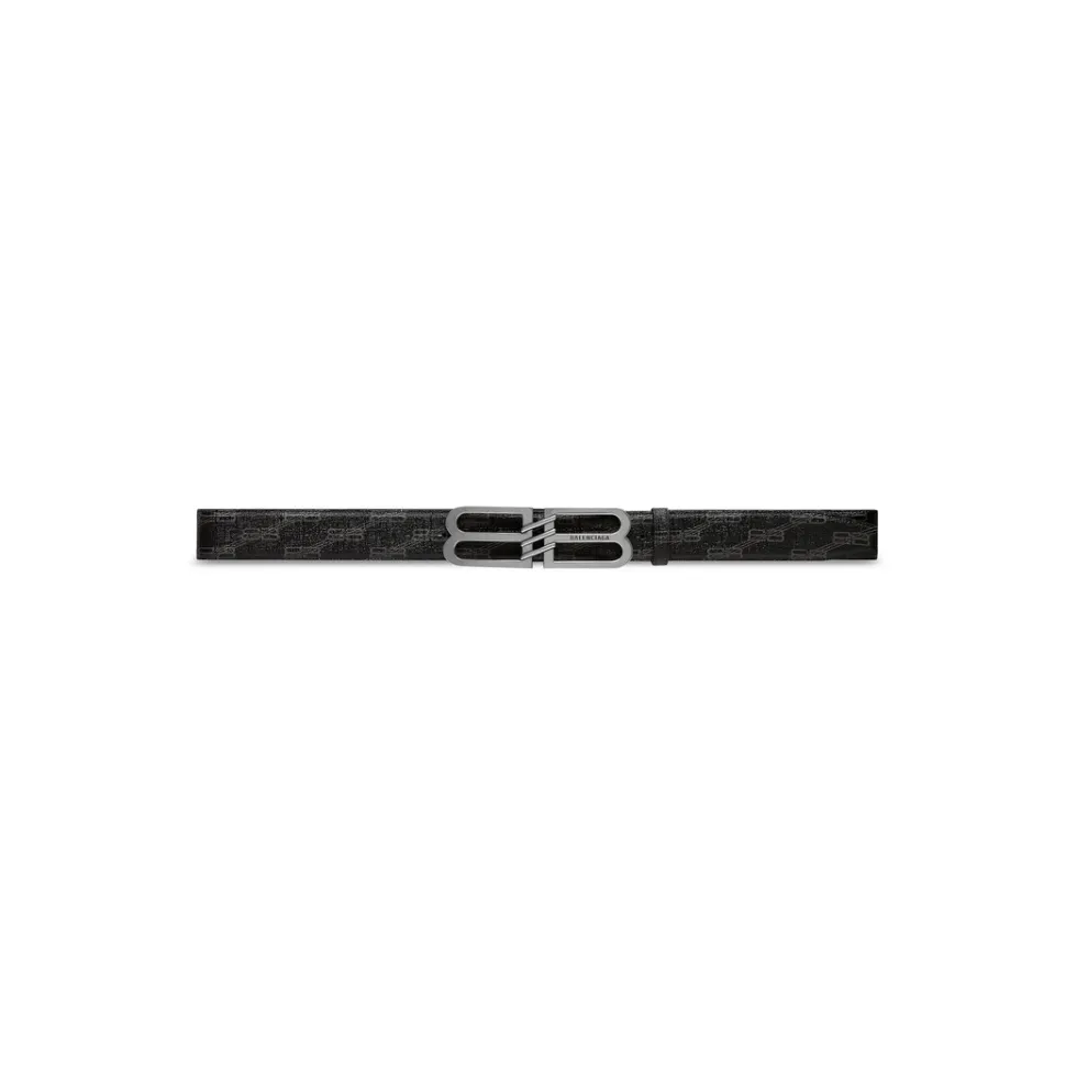 Balenciaga Belts>Men's Bb Signature Belt Bb Monogram Coated Canvas in Black
