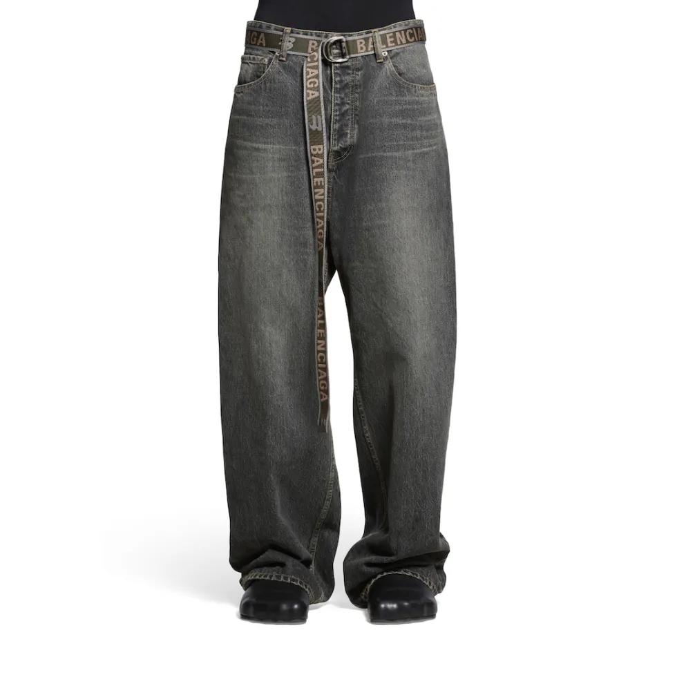 Balenciaga Belts>Men's D Ring Belt in Dark Green Darkgreen