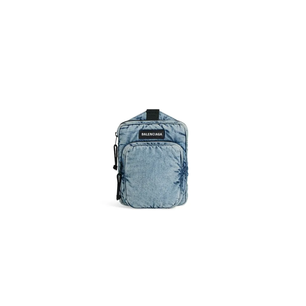 Balenciaga Crossbodies & Messengers>Men's Explorer Crossbody Messenger Bag Denim in Faded Blue Fadedblue