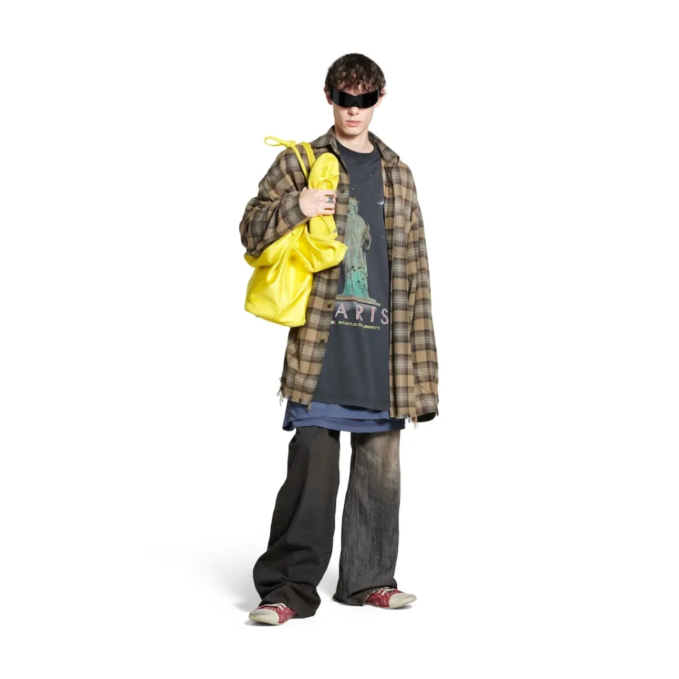 Balenciaga Tops & Shirts>Men's Paris Liberty Layered Shirt Oversized in Dark Green Darkgreen