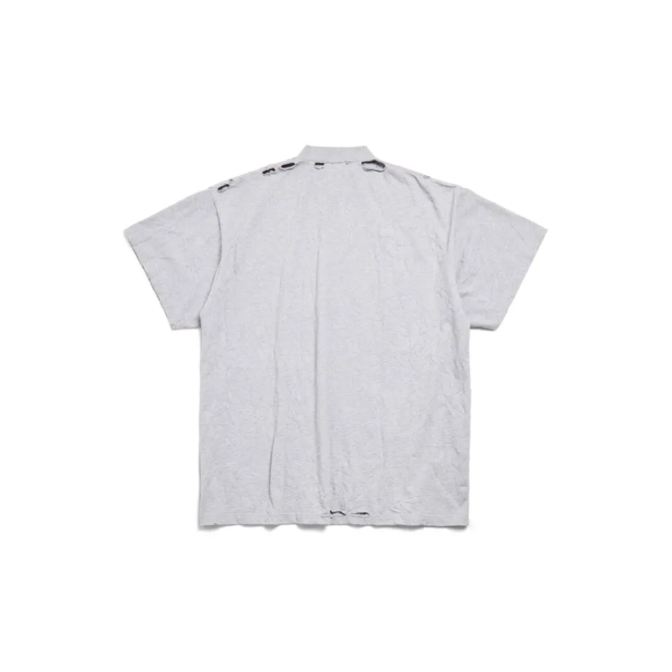 Balenciaga T-shirts>Men's Planet Earth T-shirt Oversized in Grey