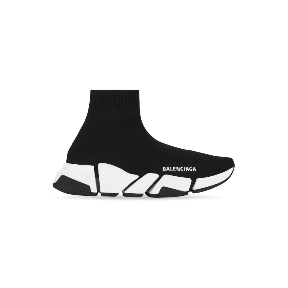 Balenciaga Sneakers>Men's Speed 2.0 Recycled Knit Sneaker in Black/white