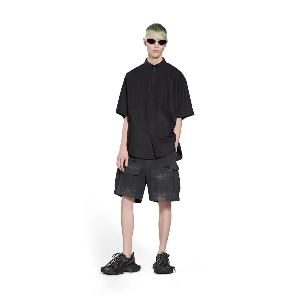 Balenciaga Tops & Shirts>Men's Tape Type Short Sleeve Shirt Large Fit in Black
