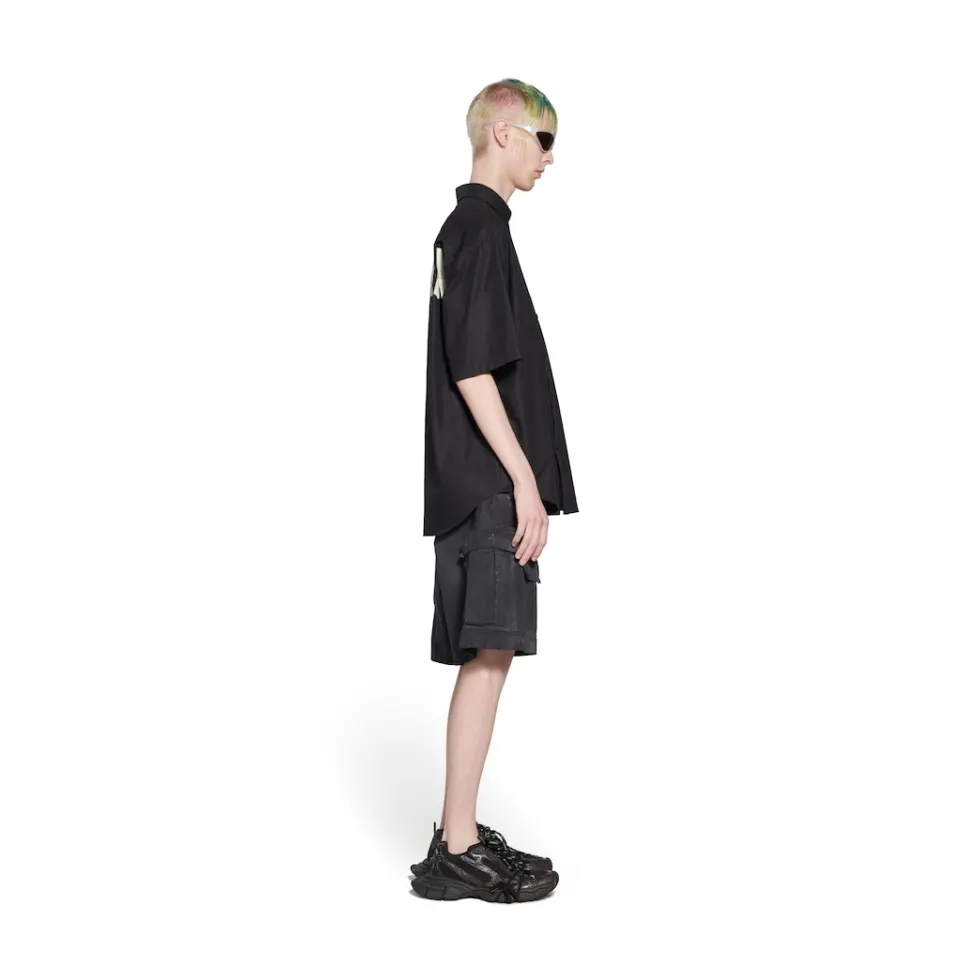 Balenciaga Tops & Shirts>Men's Tape Type Short Sleeve Shirt Large Fit in Black