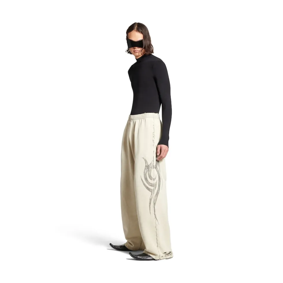 Balenciaga Pants>Men's Y2k Baggy Sweatpants in Light Beige Lightbeige