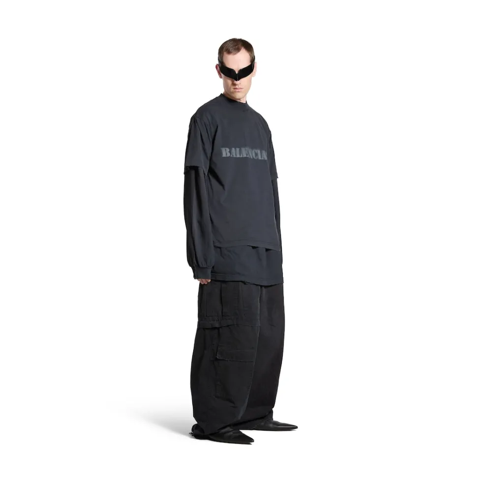 Balenciaga T-shirts | T-shirts>Stencil Type T-shirt Medium Fit in Black
