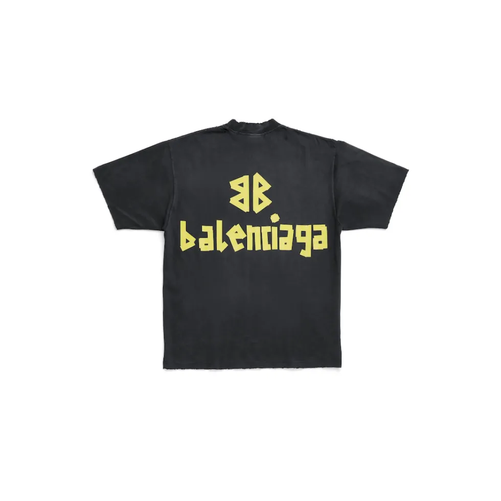 Balenciaga T-shirts | T-shirts>Tape Type T-shirt Medium Fit in Black Faded Blackfaded