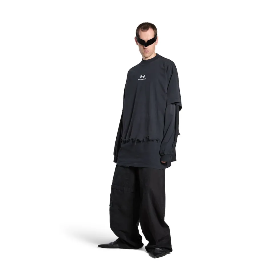 Balenciaga T-shirts | T-shirts>Unity Sports Icon Cropped T-shirt Large Fit in Black/white