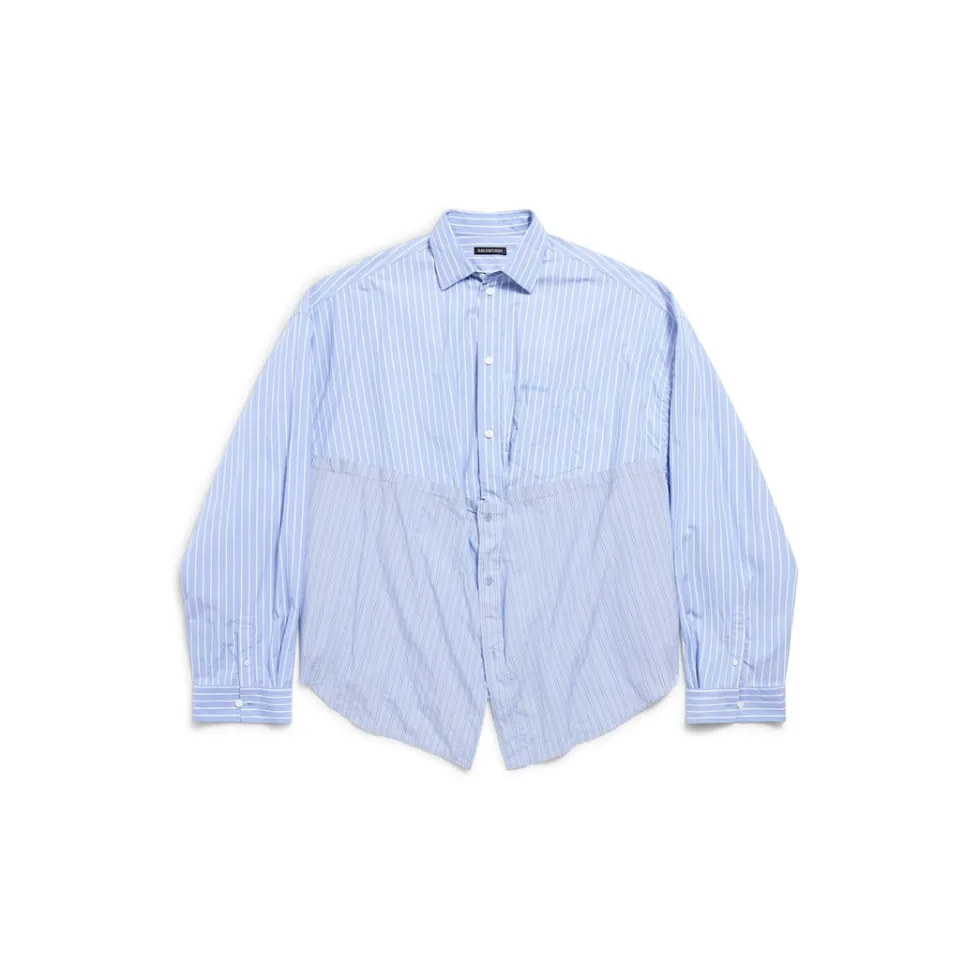 Balenciaga Tops & Shirts>Women's Cut Up Shirt Oversized in Light Blue/white Lightblue/white