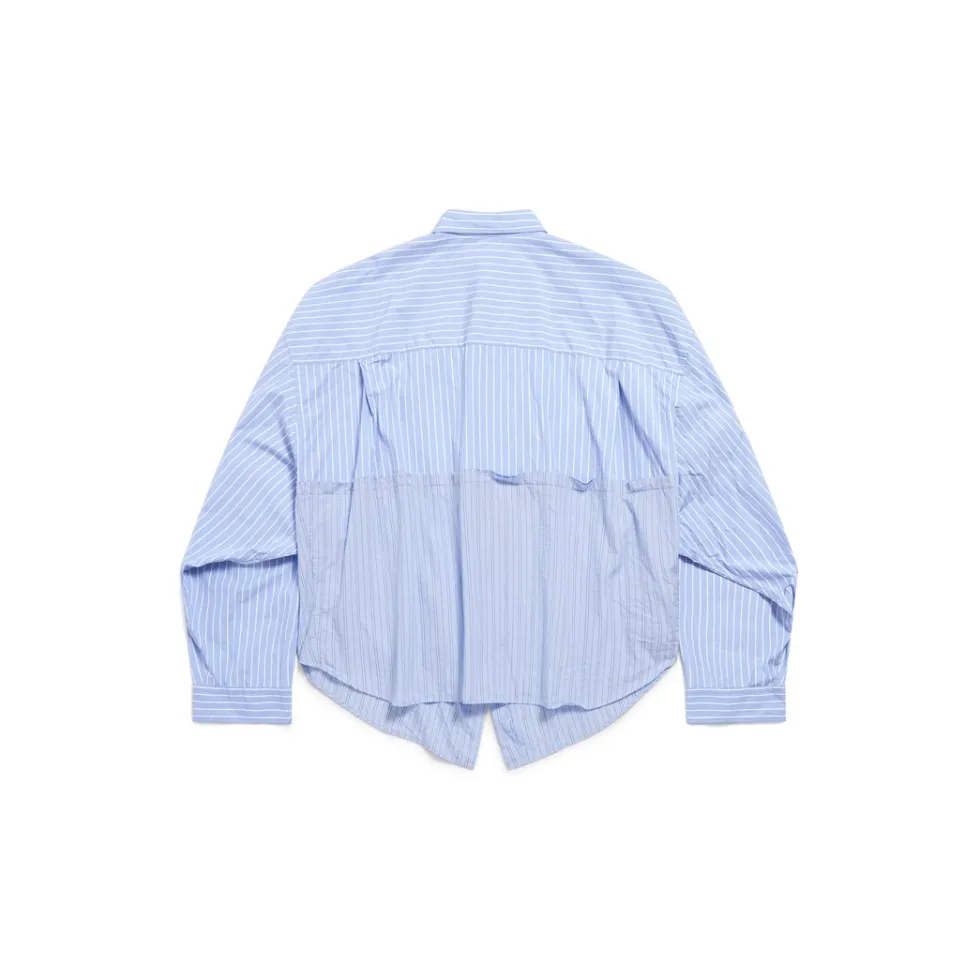 Balenciaga Tops & Shirts>Women's Cut Up Shirt Oversized in Light Blue/white Lightblue/white