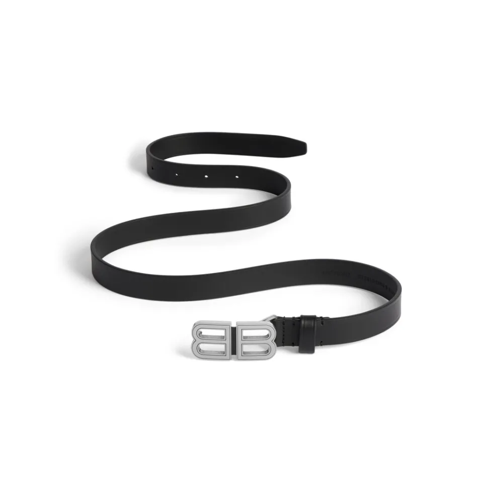 Balenciaga Belts>Women's Bb Hourglass Thin Belt in Black