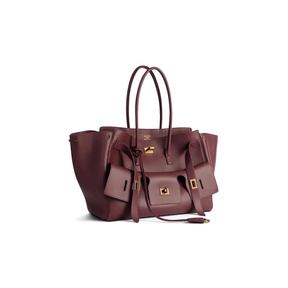 Balenciaga Tote Bags>Women's Bel Air Medium Carry All Bag in Dark Burgundy Darkburgundy