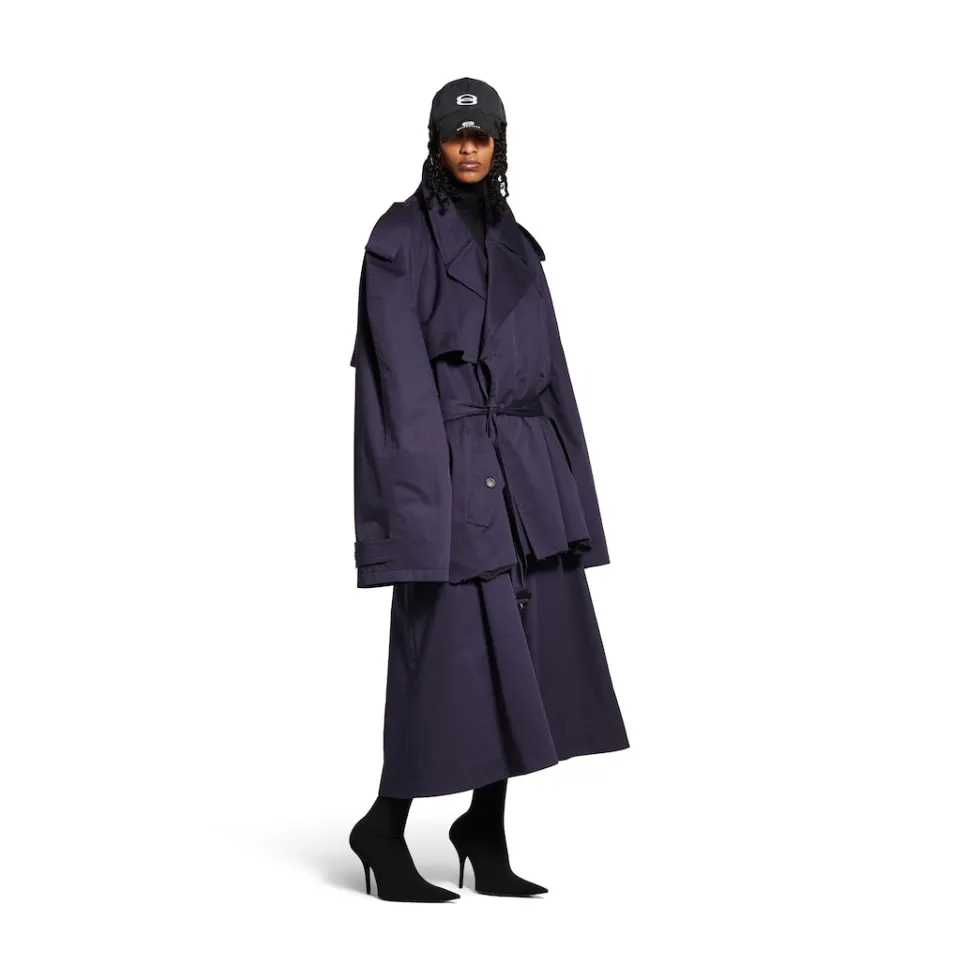 Balenciaga Coats & Jackets>Women's Cropped Trench  in Dark Navy Darknavy