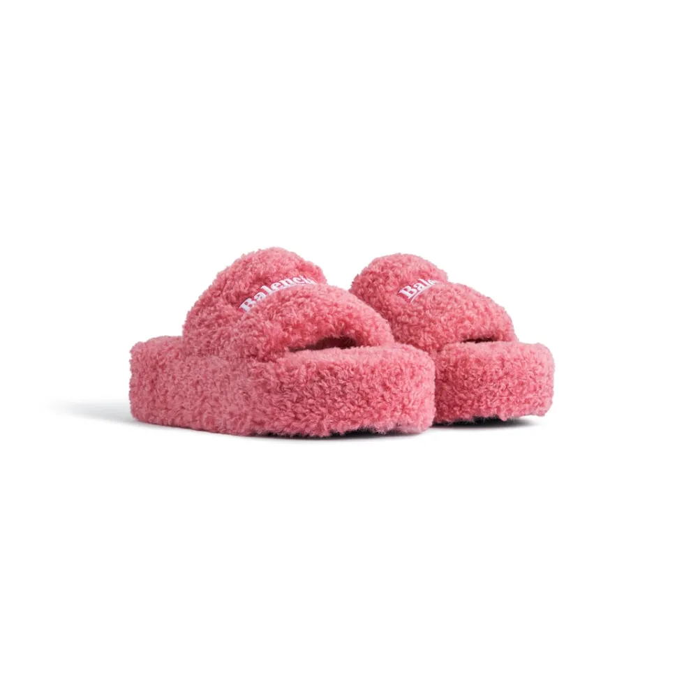 Balenciaga Sandals & Mules>Women's Furry Platform Sandal  in Pink