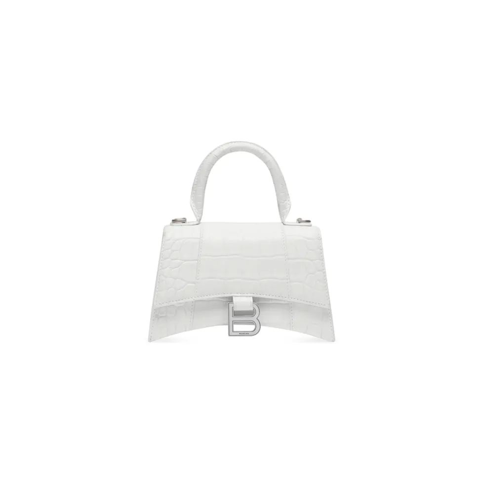 Balenciaga Handbags | Mini Bags>Women's Hourglass Xs Handbag Crocodile Embossed in White