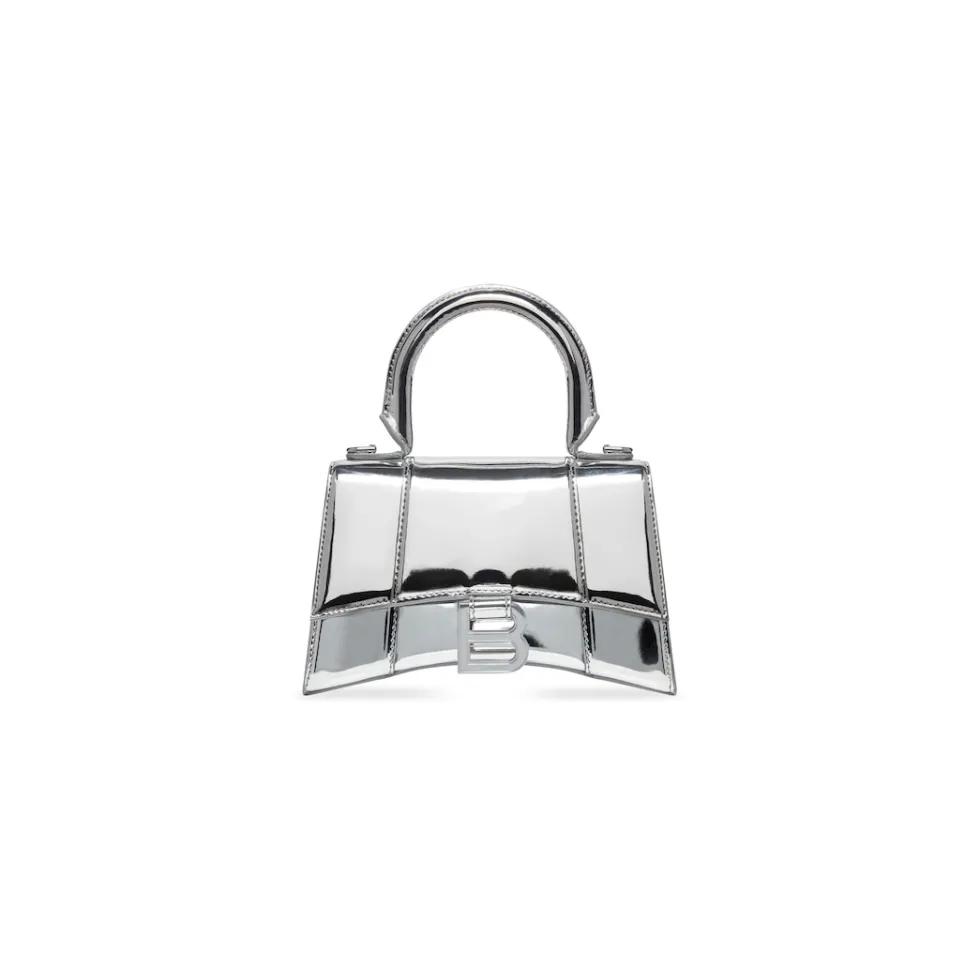 Balenciaga Handbags | Mini Bags>Women's Hourglass Xs Handbag Mirror Effect in Silver