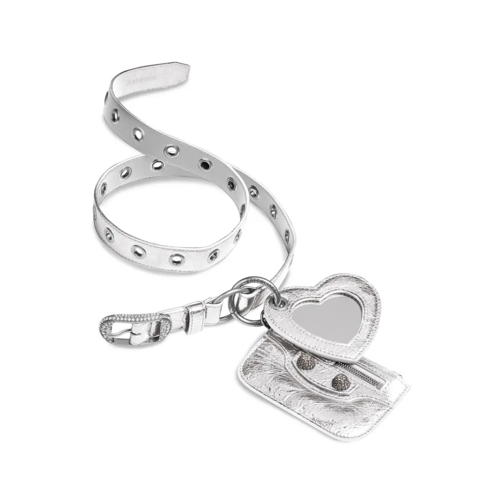 Balenciaga Belts>Women's Le Cagole Charms Belt Metallized With Rhinestones in Silver