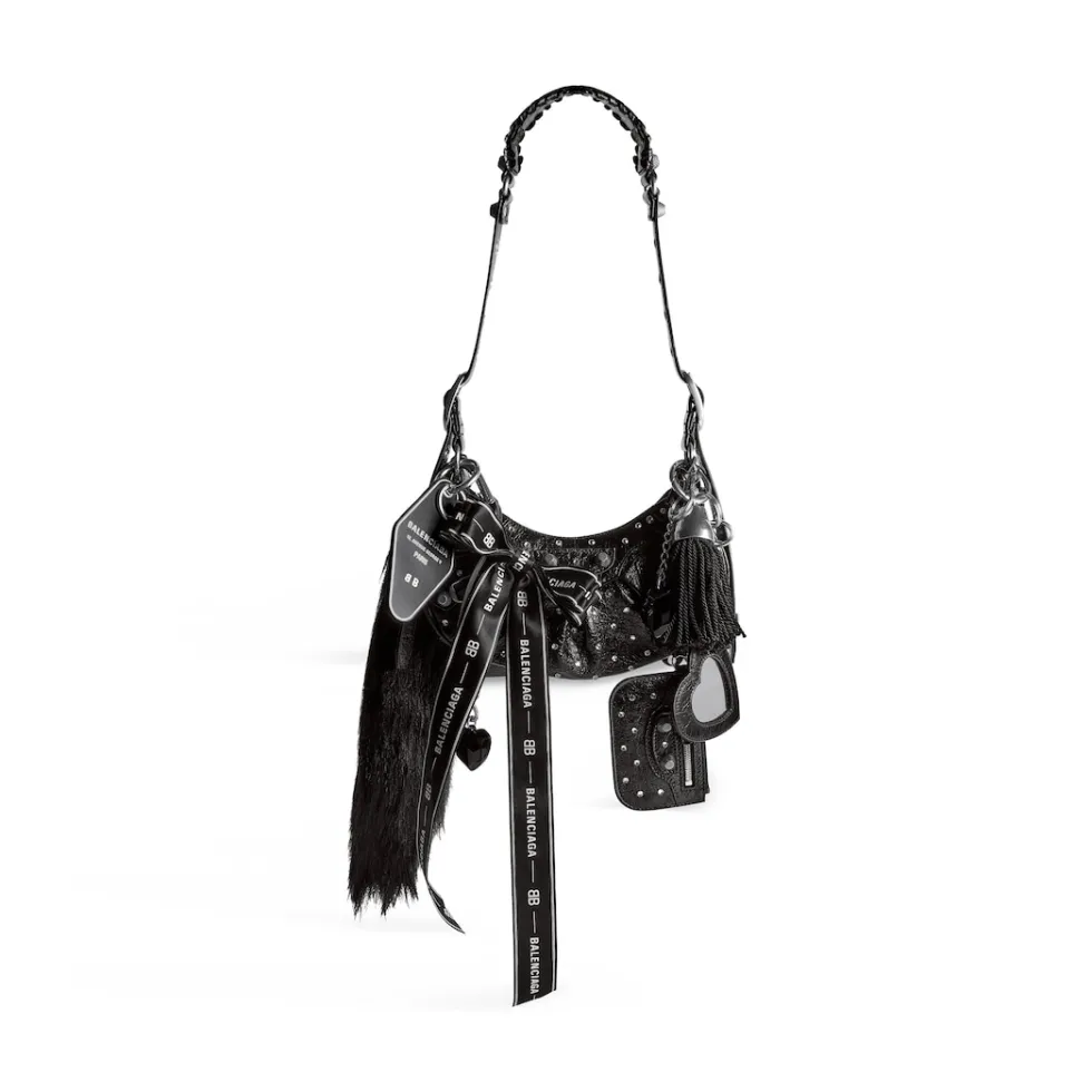 Balenciaga Shoulder Bags>Women's Le Cagole Collector Xs Shoulder Bag With Rhinestones in Black