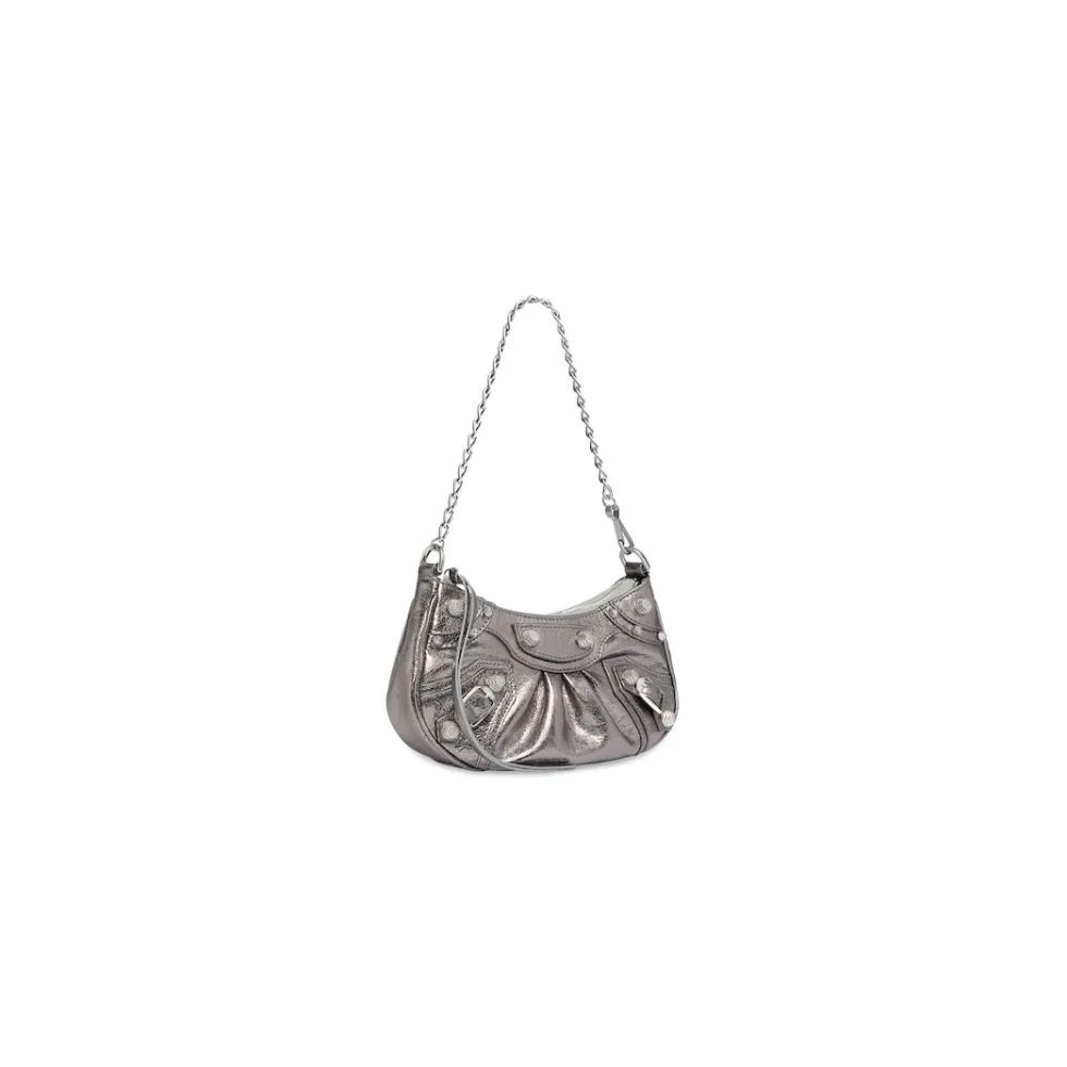 Balenciaga Chain Bags | Mini Bags>Women's Le Cagole Mini Bag With Chain Metallized in Silver