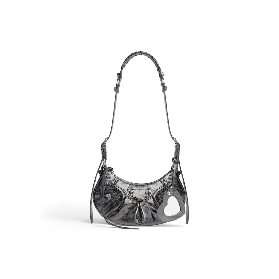 Balenciaga Shoulder Bags>Women's Le Cagole Xs Shoulder Bag Metallized in Dark Grey Darkgrey