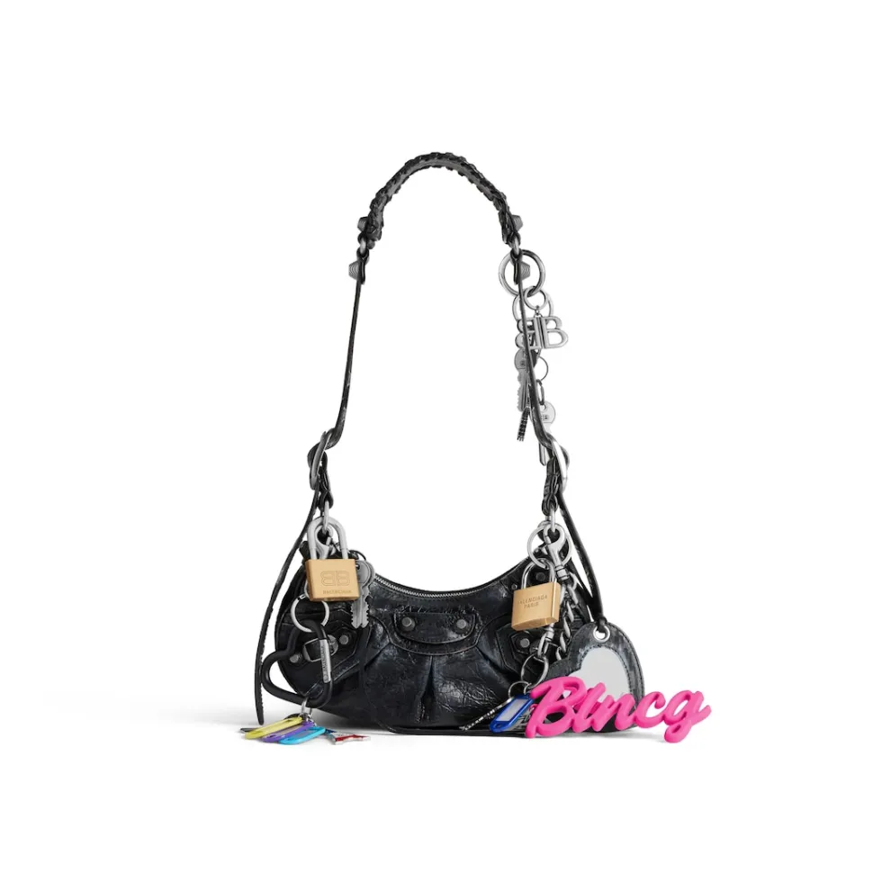 Balenciaga Shoulder Bags>Women's Le Cagole Xs Shoulder Bag Used Effect With Charms  in Black