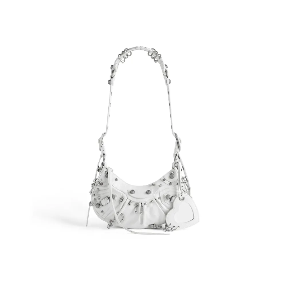 Balenciaga Shoulder Bags>Women's Le Cagole Xs Shoulder Bag With Piercings in Optic White Opticwhite