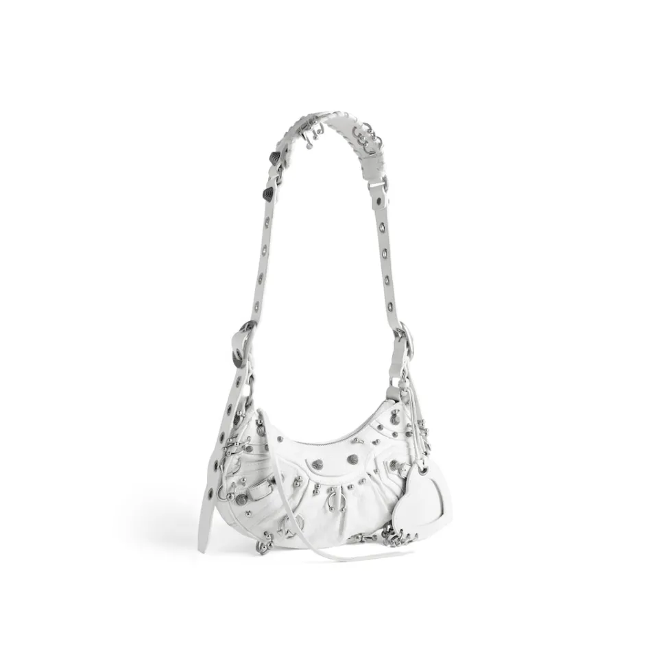 Balenciaga Shoulder Bags>Women's Le Cagole Xs Shoulder Bag With Piercings in Optic White Opticwhite