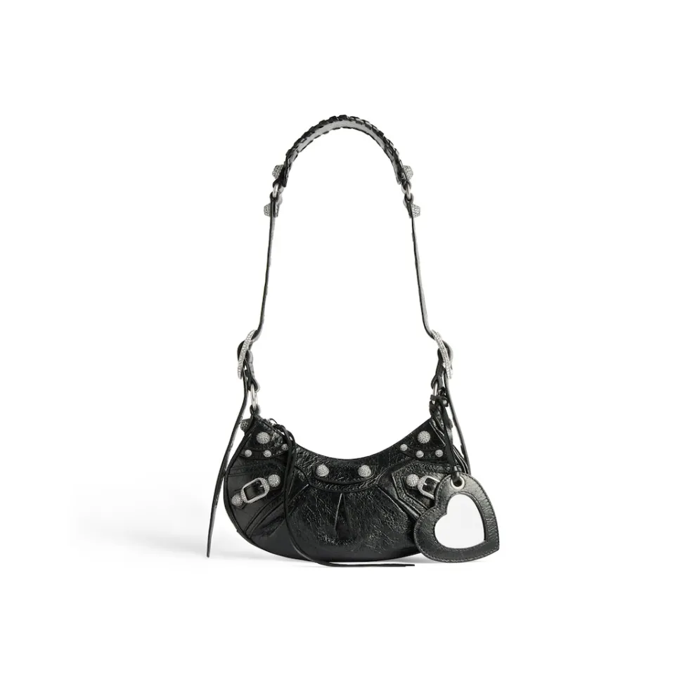 Balenciaga Shoulder Bags>Women's Le Cagole Xs Shoulder Bag With Rhinestones in Black