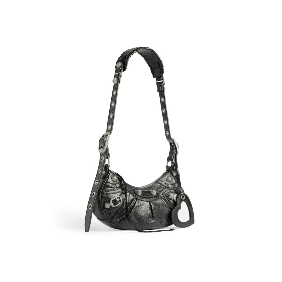 Balenciaga Shoulder Bags>Women's Le Cagole Xs Shoulder Bag With Rhinestones in Black
