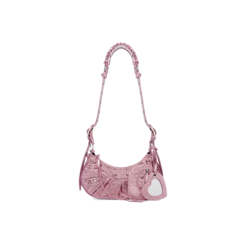 Balenciaga Shoulder Bags>Women's Le Cagole Xs Shoulder Bag With Rhinestones in Pink