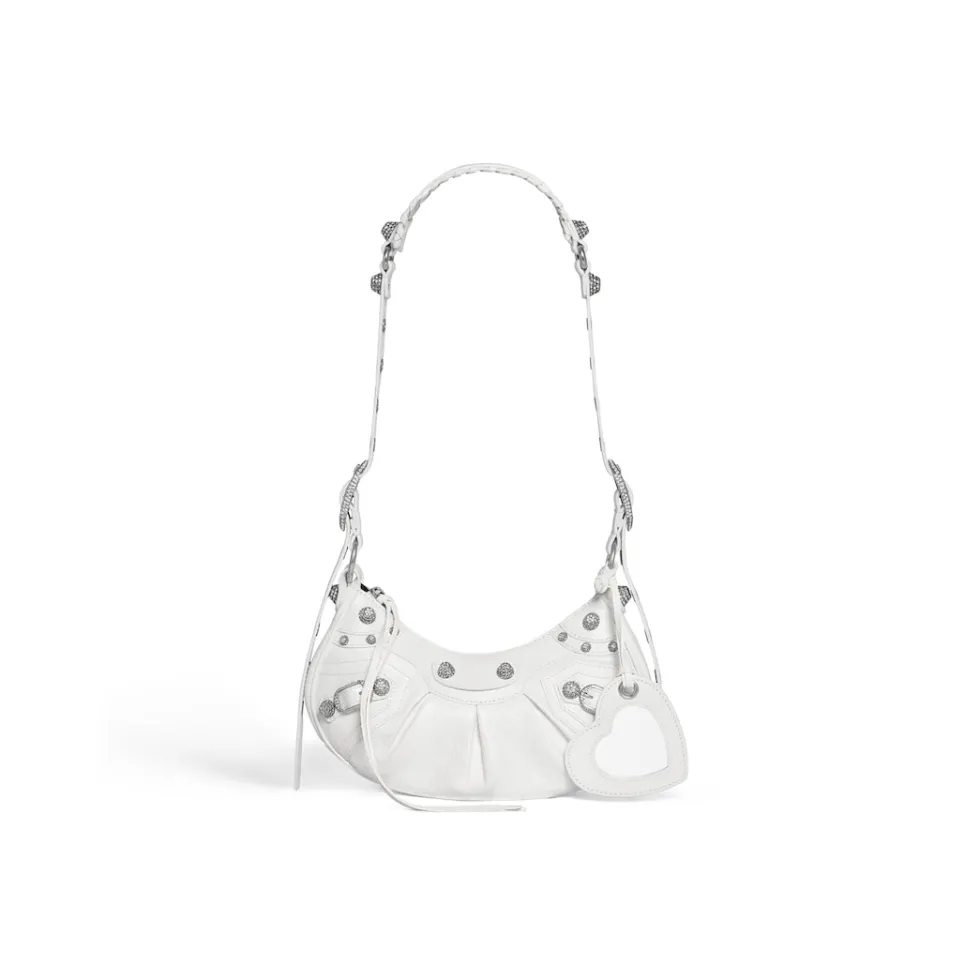 Balenciaga Shoulder Bags>Women's Le Cagole Xs Shoulder Bag With Rhinestones in White