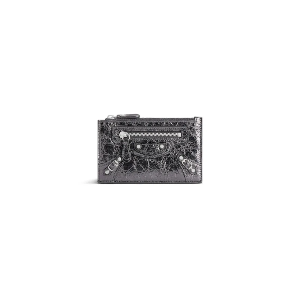 Balenciaga Card Holders>Women's Le City Long Coin And Card Holder Metallized  in Steel Grey Steelgrey