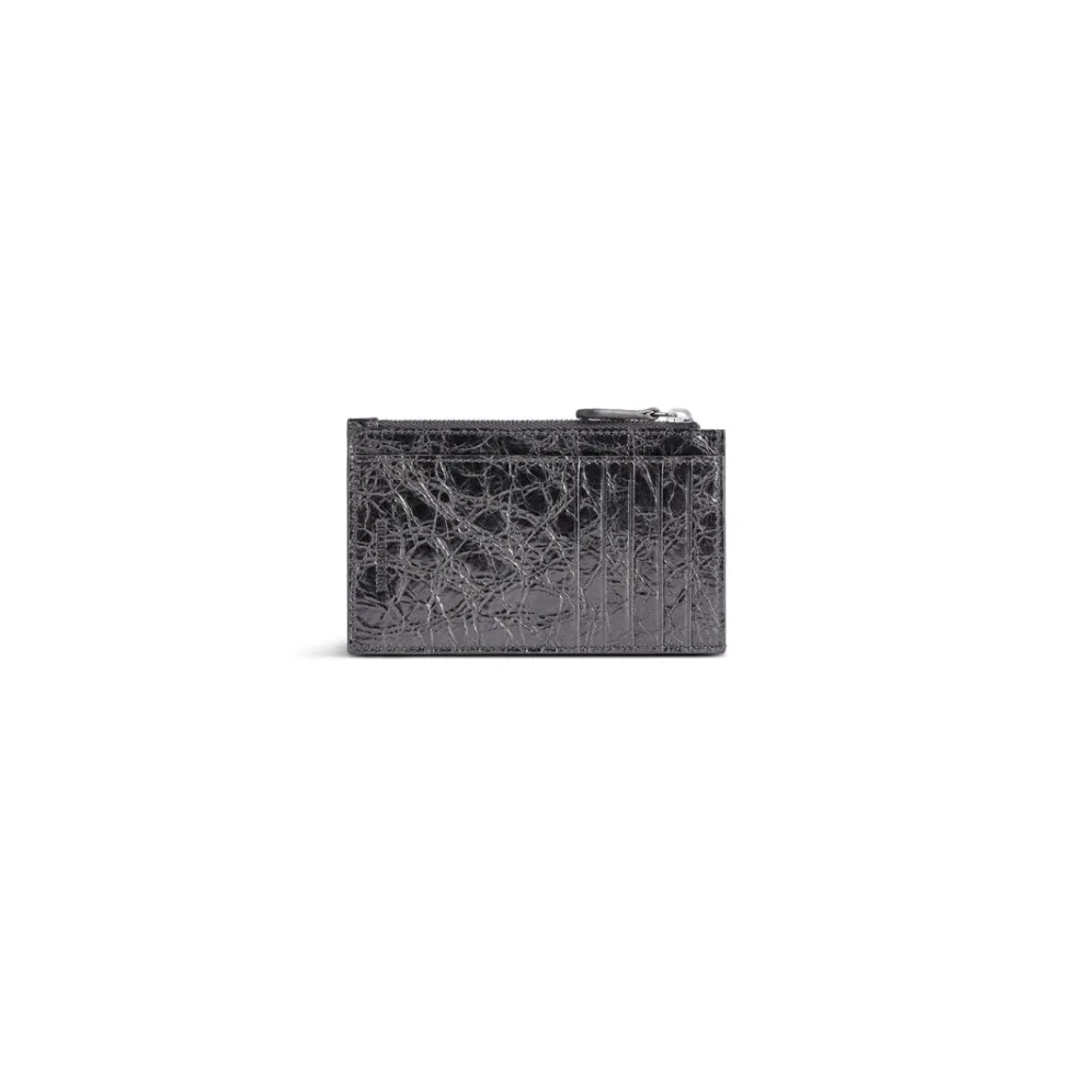 Balenciaga Card Holders>Women's Le City Long Coin And Card Holder Metallized  in Steel Grey Steelgrey