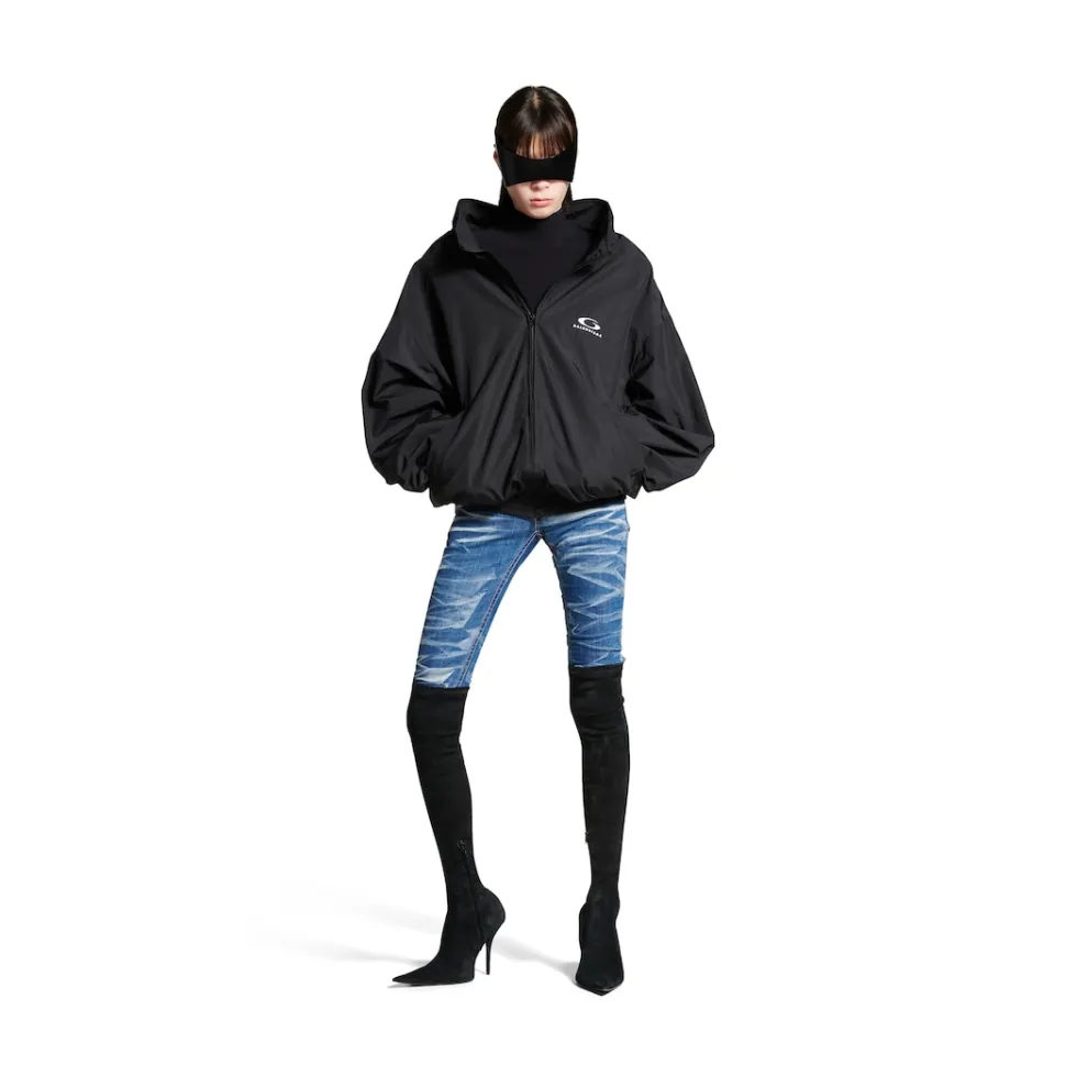 Balenciaga Coats & Jackets>Women's Loop Sports Icon Off Shoulder Jacket in Black