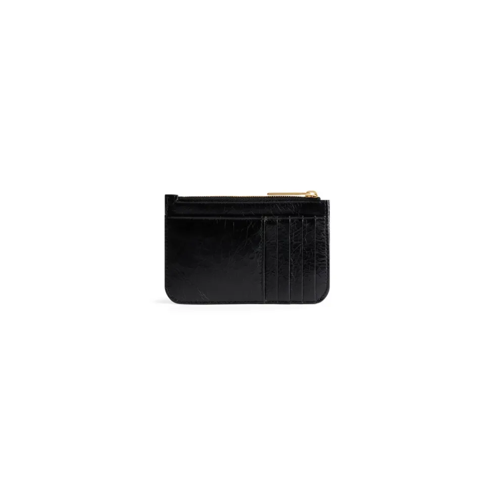 Balenciaga Card Holders>Women's Monaco Long Coin And Card Holder With Flap  in Black