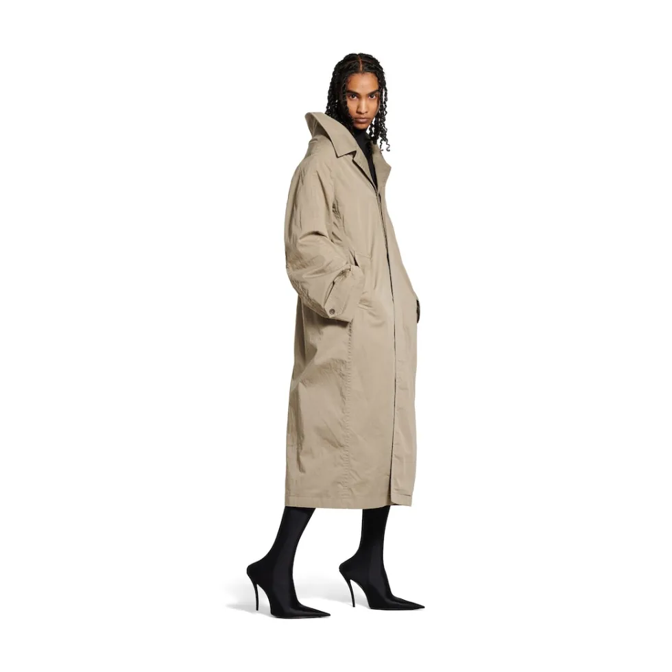 Balenciaga Coats & Jackets>Women's Off Shoulder Carcoat in Beige