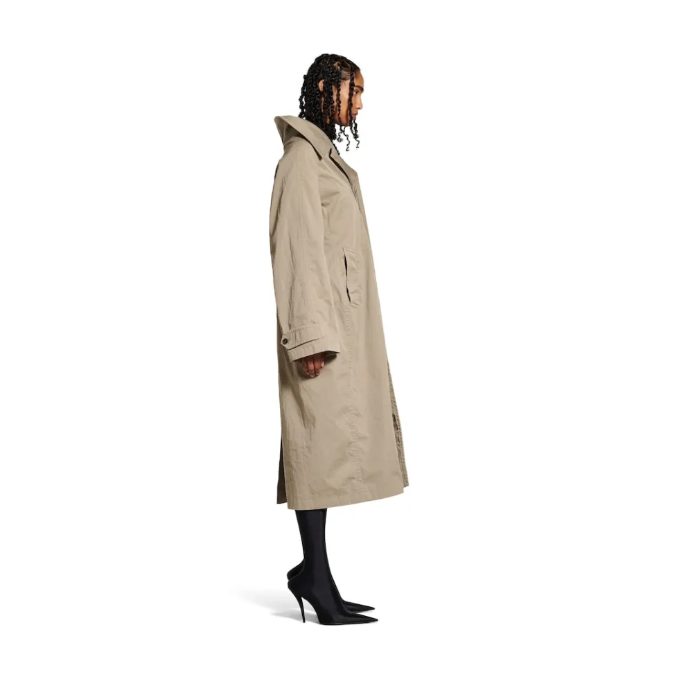 Balenciaga Coats & Jackets>Women's Off Shoulder Carcoat in Beige