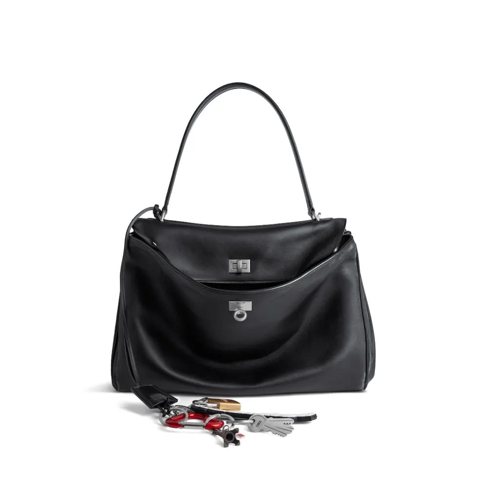 Balenciaga Handbags>Women's Rodeo Medium Handbag Used Effect With One Charm in Black