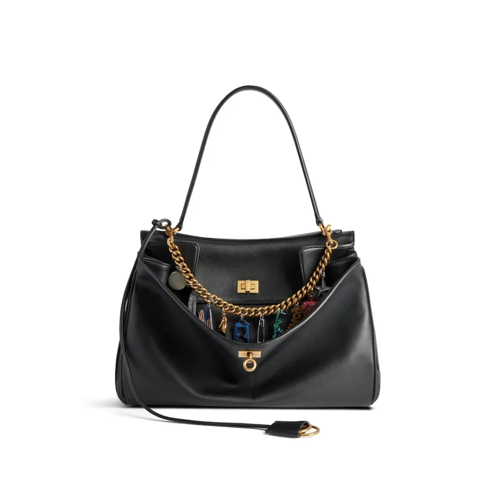 Balenciaga Handbags>Women's Rodeo Medium Handbag With Ny Souvenirs Charms in Black