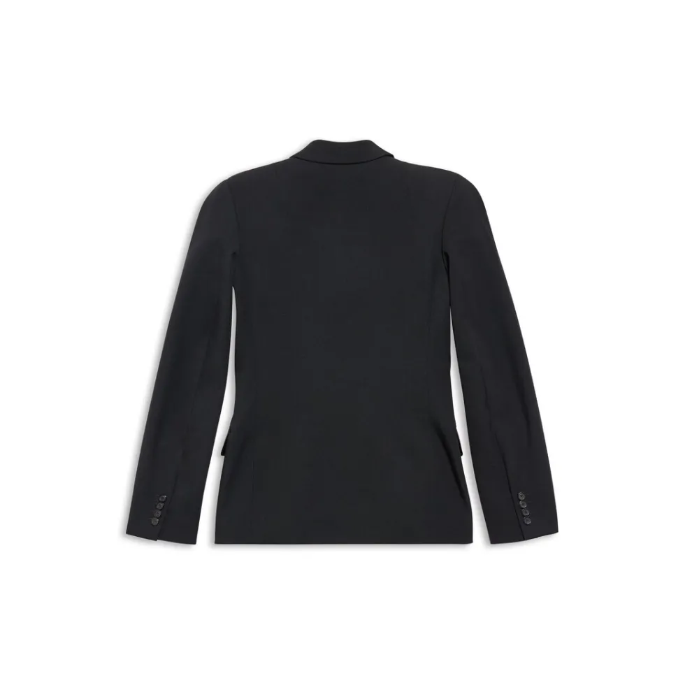 Balenciaga Coats & Jackets>Women's Round Shoulder Waisted Jacket in Black