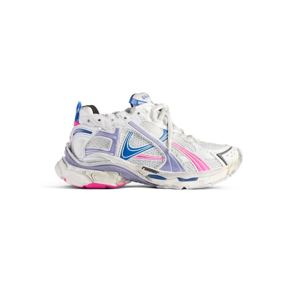 Balenciaga Sneakers>Women's Runner Sneaker  in White/lilac/neon Pink/navy White/lilac/neonpink/navy