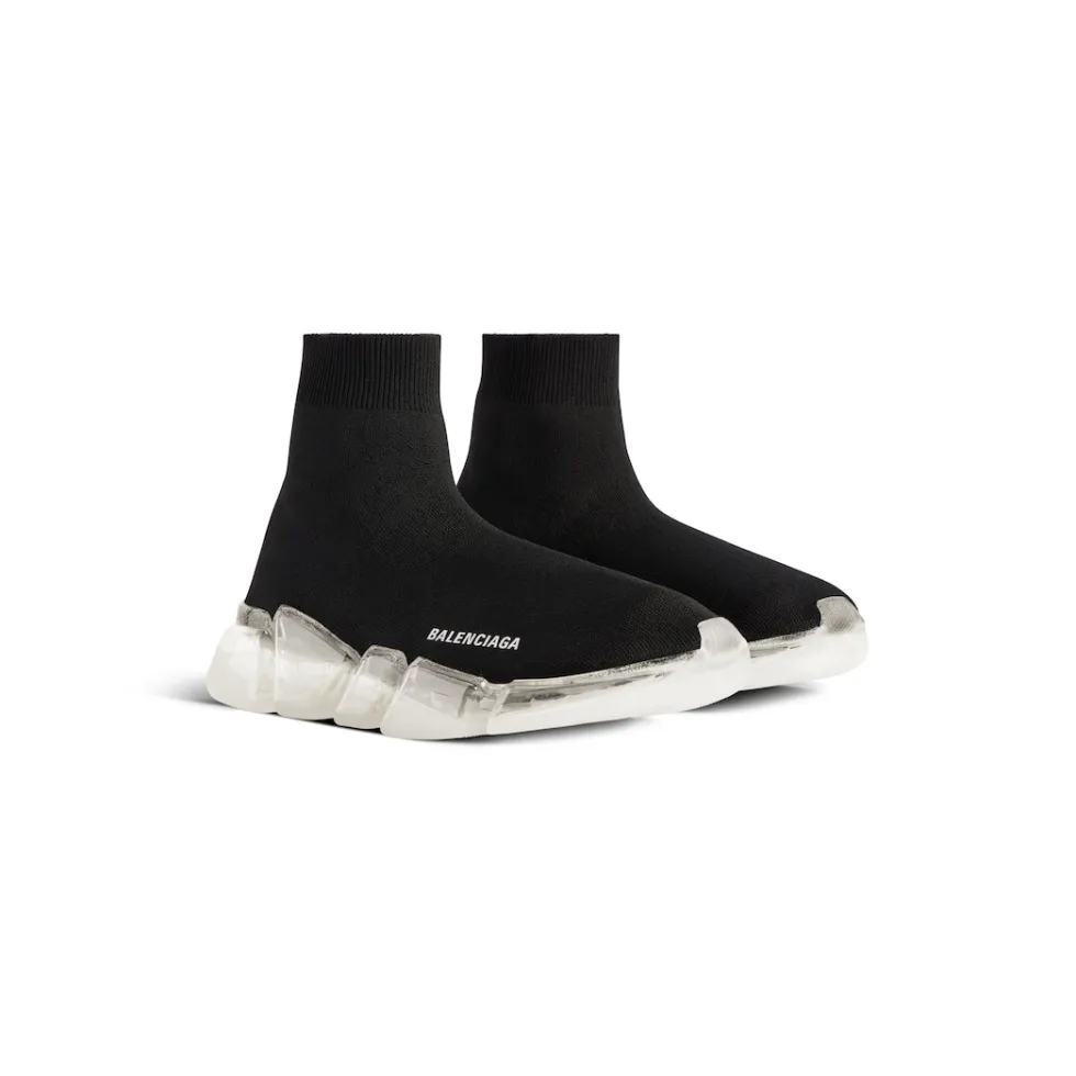 Balenciaga Sneakers>Women's Speed 2.0 Full Clear Sole Recycled Knit Sneaker in Black