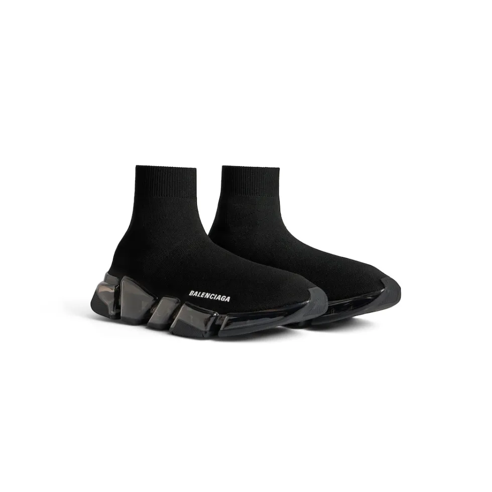 Balenciaga Sneakers>Women's Speed 2.0 Full Clear Sole Recycled Knit Sneaker  in Black