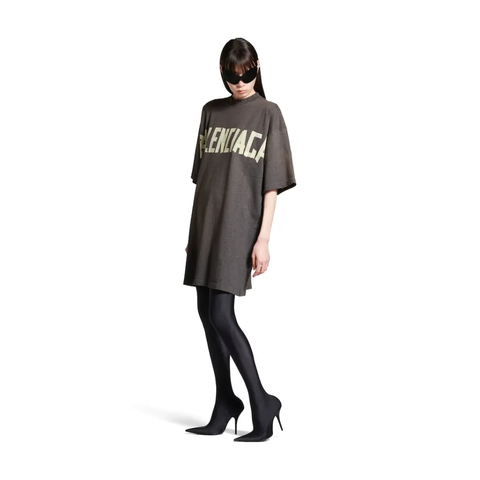 Balenciaga Dresses & Skirts>Women's Tape Type T-shirt Dress in Dark Grey Darkgrey